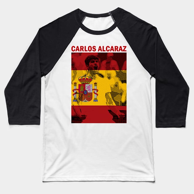 Alcaraz Engraved Spain Flag Baseball T-Shirt by Chillashop Artstudio